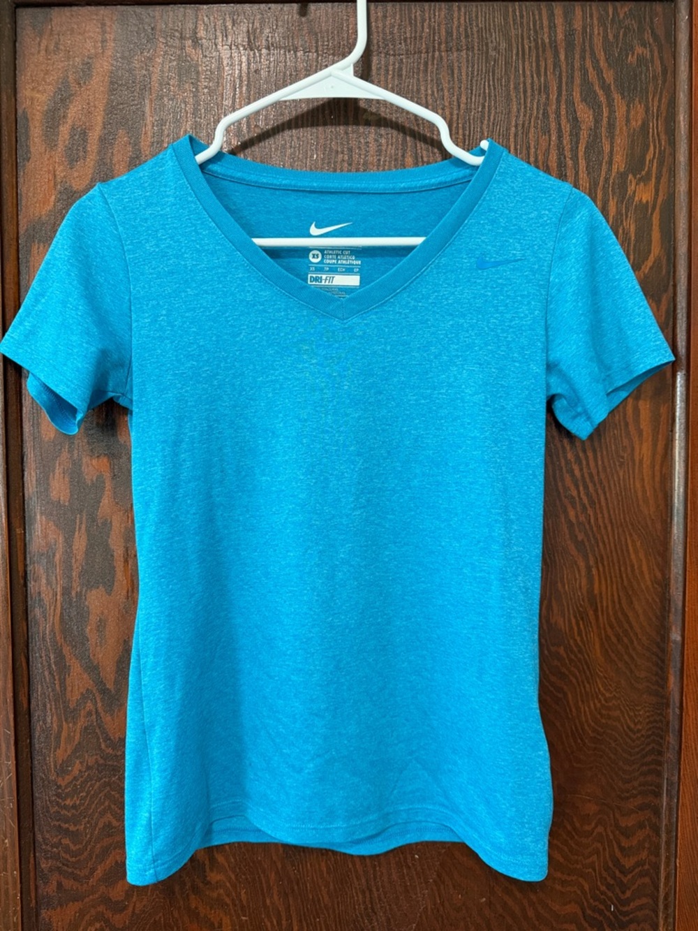 Nike Women's Dri-FIT Short-Sleeve V-Neck Tee - Blue